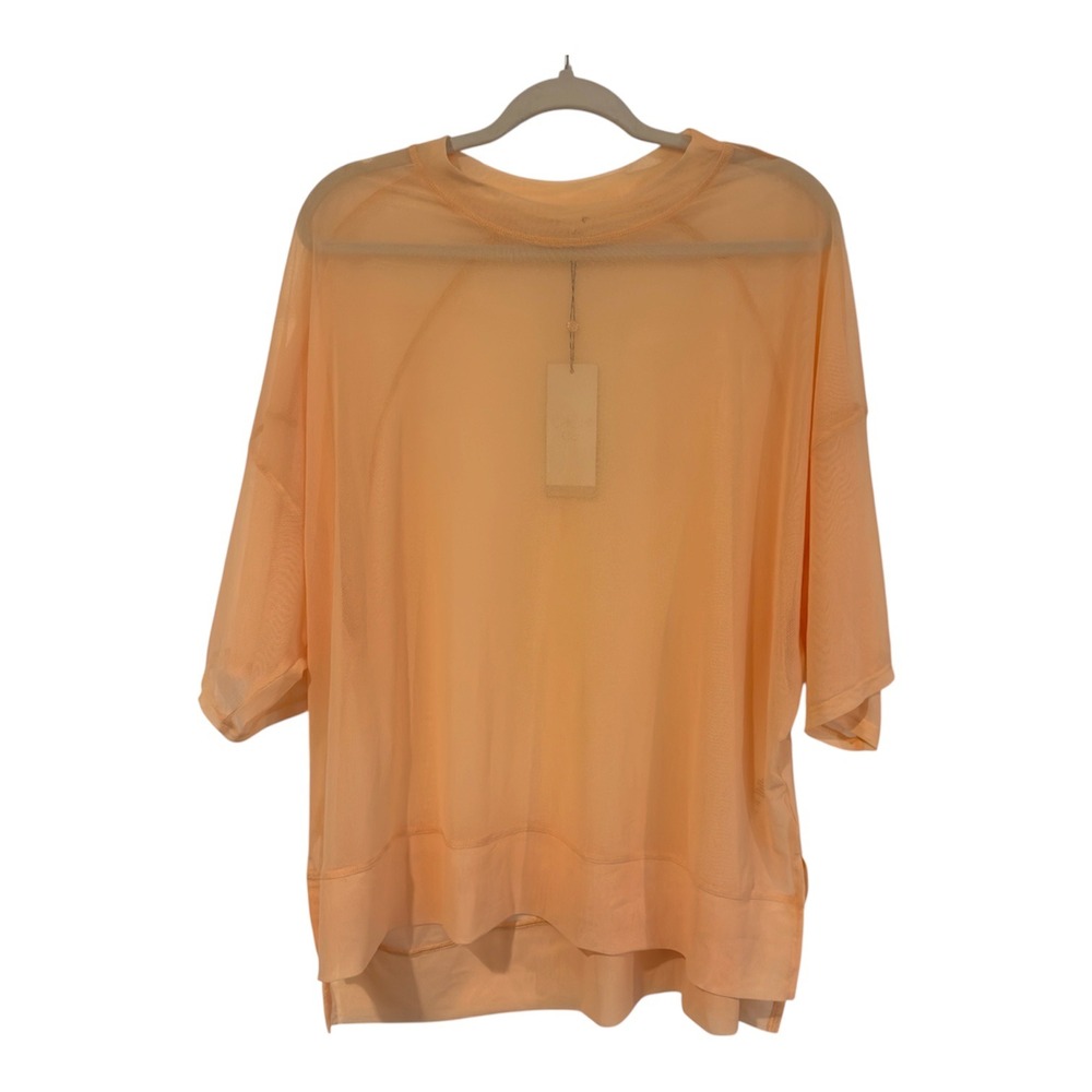 Calia Womens XL Oversized Mesh Tee Peach Sherbet WAX15124 NWT